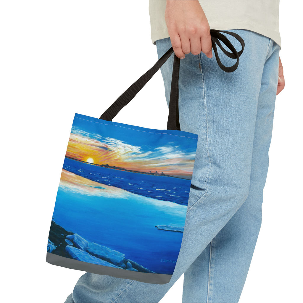 Chesapeake Bay Bridge On Ice Tote Bag