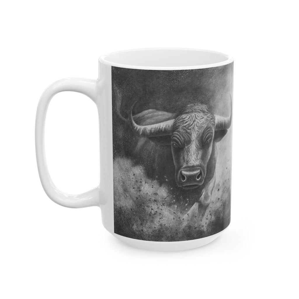 White Bull Mug | Motivational Coffee Cup | Nature Lover Gift | Perfect for Home & Office | Customizable Mug