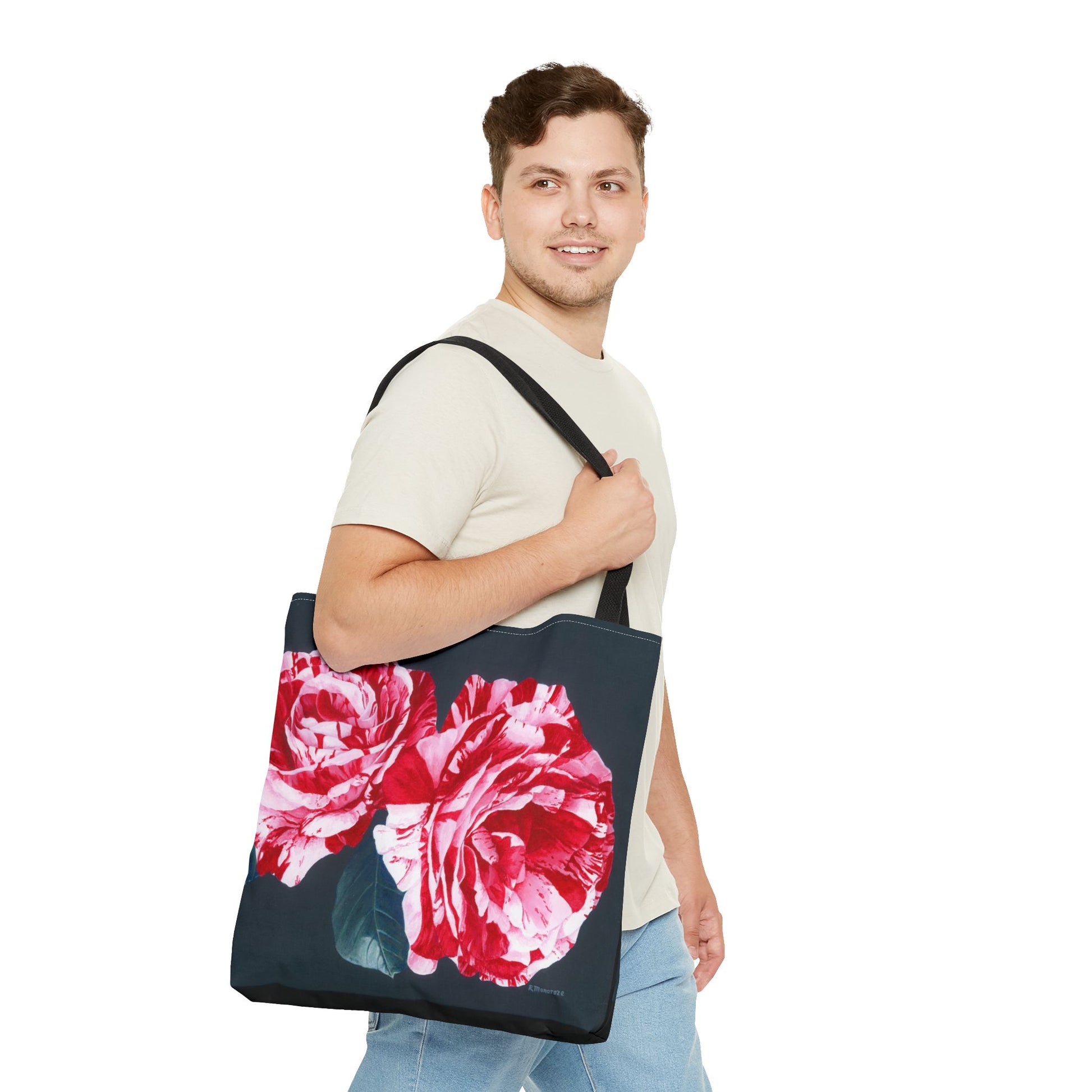 Candy Cane Roses Tote Bag