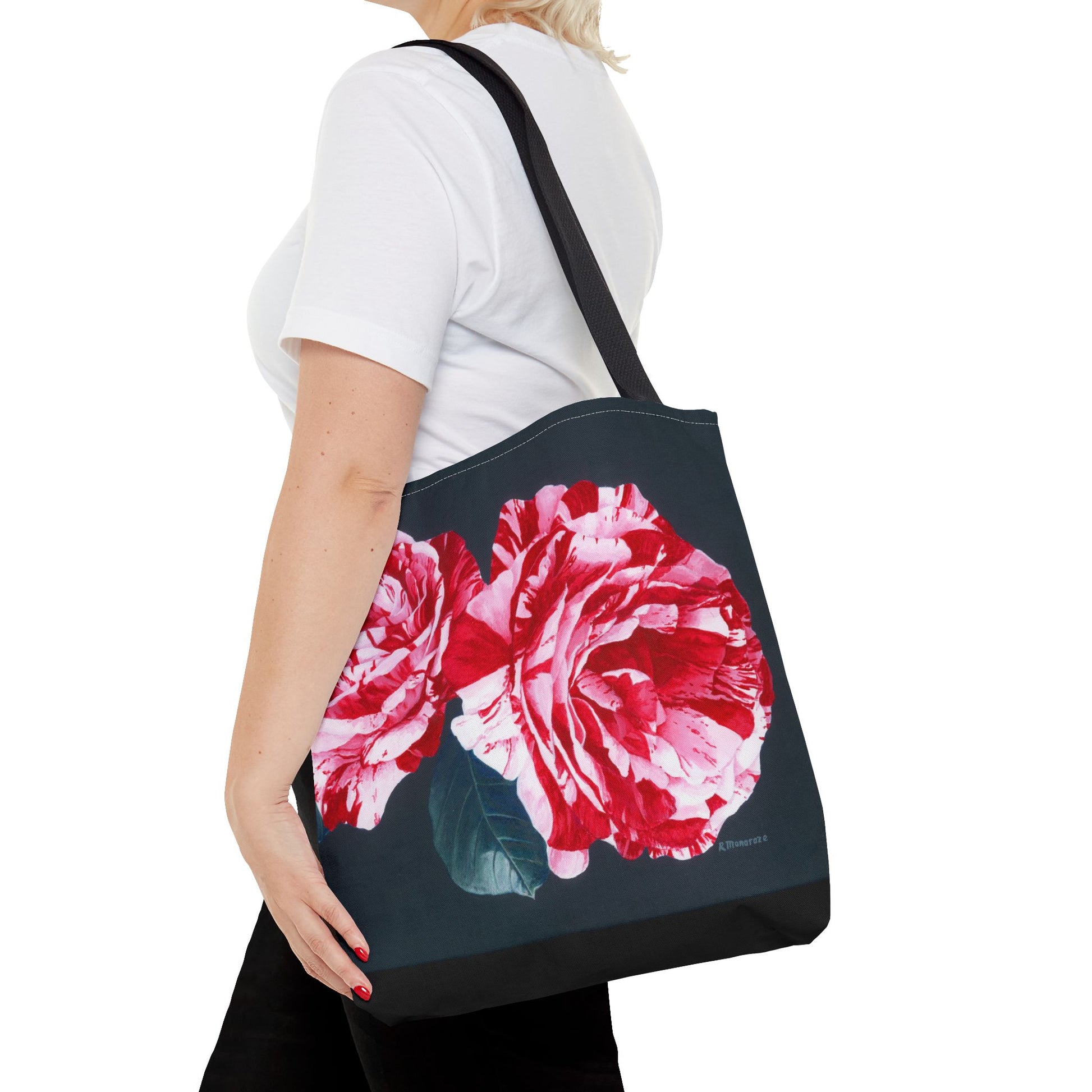 Candy Cane Roses Tote Bag